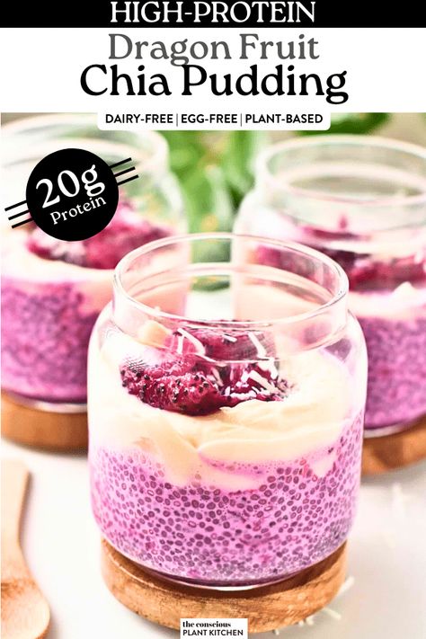 Dragon Fruit Chia Pudding Dragonfruit Chia Pudding, Frozen Dragon Fruit Recipes, Dragon Fruit Ideas, Acai Chia Pudding, Dragon Fruit Chia Pudding, Dragon Fruit Overnight Oats, Dragon Fruit Recipe, Fruit Chia Pudding, Dragon Fruit Dessert