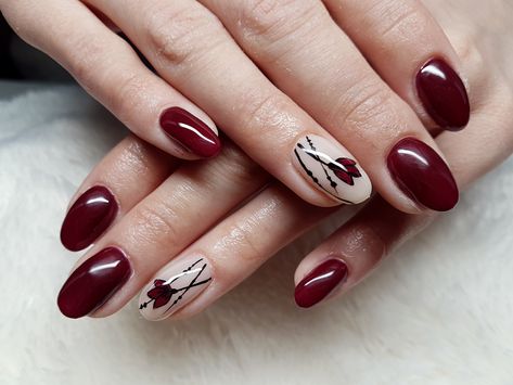 Cherry Red Nails Design, Dark Red Nail Art, Dark Cherry Red Nails, Cherry Red Nails, Burgundy Acrylic Nails, Burgundy Nail Designs, Dark Cherry Red, Red Stiletto Nails, Deep Red Nails