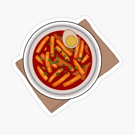 Tteokbokki Drawing, Food Stickers Printable, Korean Food Stickers, Korea Stickers, Kindle Background, Seoul Vibe, Yaki Soba, Country Stickers, Korean Crafts