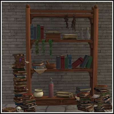 Apothecary Bookcase Apothecary Bookcase, Supernatural Witch, Sims Medieval, Medieval Books, Slow Internet, Los Sims, Party Mix, Cc Sims, The Sims4