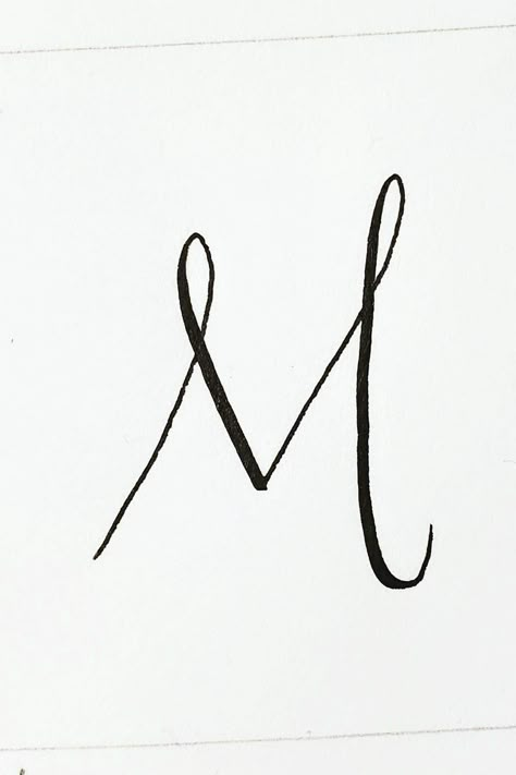 This hand lettered calligraphy M is part of an ongoing style study where I look at letters, shapes, and styles from A-Z. Double M Tattoo, M Tattoo Letter Initial, Cursive M Tattoo, M Font Letter, Letter M Tattoo Ideas, Letter M Font, M Tattoo Letter, Letter M Tattoo, M Calligraphy