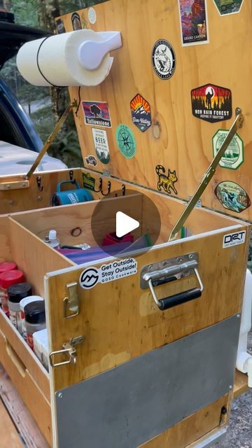 Dirt Road Tools on Instagram: "Camping kitchen ASMR. Turn your volume up to watch the setup of our camp kitchen. I custom built the camp kitchen box and the truck bed slides. These systems make setting up camp a breeze and much more enjoyable. Spending time in nature should be easy and relaxing.  #campingkitchen #asmrvideo #asmrcamping #overlandlife #pnwcamping #cookingoutdoors #overlandcooking #asmr" Sliding Camper Bed, Chuck Box Plans Camping Kitchen, Camp Kitchen Chuck Box Diy, Camping Chuck Box Ideas, Camp Box Ideas, Camp Kitchen Box Plans, Diy Camping Kitchen, Truck Tool Box Ideas, Truck Camping Setup