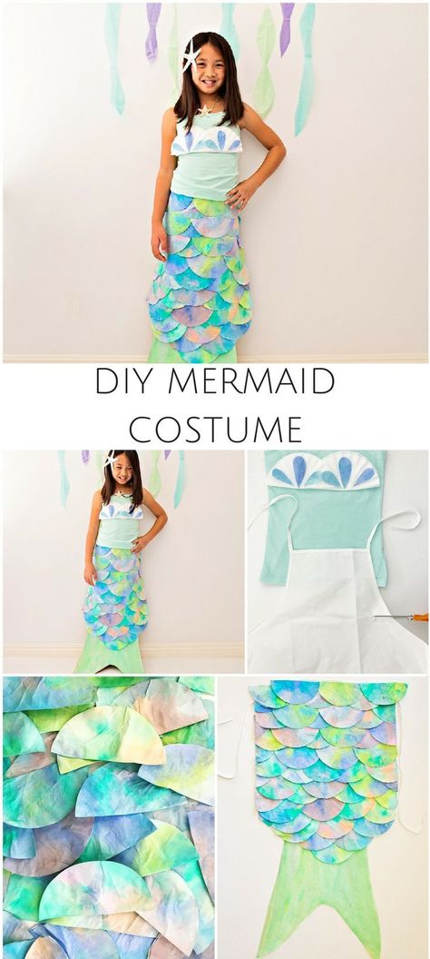 Mermaid Costume For Kids, Diy Mermaid Costume, Mermaid Costume Kids, Homemade Mermaid Costumes, Mermaid Craft, Diy Mermaid Tail, Best Diy Halloween Costumes, Halloween Mermaid, Mermaid Costume Diy