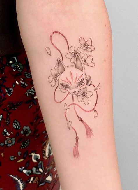 Japan Theme Tattoo, Cherry Blossom Small Tattoo, Coloured Tattoos For Women, Japanese Theme Tattoo, Japan Tattoo Ideas, Japanese Tattoo Ideas, 88 Tattoo, Small Japanese Tattoo, Cherry Blossom Tattoos