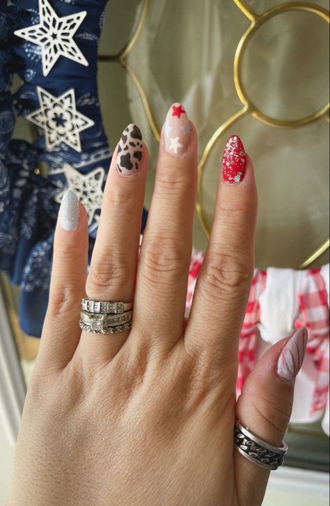 Patriotic Nails, Cow Nails, Fourth Of July Nails, 4th Of July Nails, July Nails, Star Nails, Pretty Nail Art, Acrylic Nails Coffin Short, Acrylic Nails Coffin