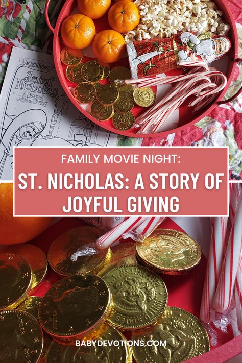 Family Movie Night: St. Nicholas: A Story of Joyful Giving + St. Nick’s Snack Tray St Nicholas Feast Day, St Nicholas Day Ideas Kids, St Nick Ideas, St Nick Gifts For Kids, Kids Christmas Movie Night, St Nicholas Day Ideas, Strawberry Santa Hats, Kids Christmas Movies, Strawberry Santas