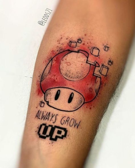 Tattoo For Gamers, Hardwork Tattoos, Bowser Tattoo, Super Mario Tattoo, Best Tattoo Ideas For Men, Unique Hand Tattoos, Nintendo Tattoo, Mother Tattoos For Children, Mario Tattoo