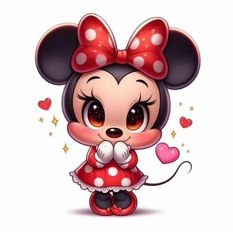 Minnie Mouse Drawing Easy, Minnie Mouse Art, Mickey Mouse Drawing, Minnie Mouse Drawing, Minnie Mouse Cartoons, Disney Mignon, Baby Cartoon Characters, Mickey Mouse Images, Disney Cuties