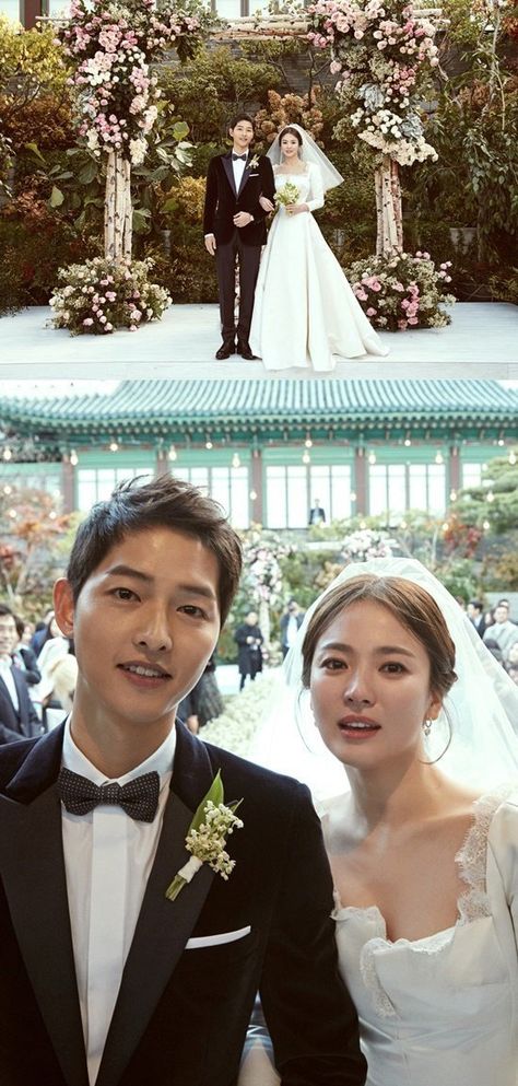 Song Joong Ki and Song Hye Kyo share official wedding photos | allkpop.com Korean Celebrity Wedding, Actress Wedding, Wedding Korea, Sun Song, Songsong Couple, Descendants Of The Sun, Park Hae Jin, Hye Kyo, Korean Wedding