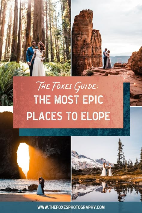 Wedding Elopement Locations, Intimate Wedding Locations, Elopment Ideas Destinations Usa, Top Elopement Destinations, Pnw Elopement Locations, Destination Wedding Locations In The Us, Elopement Ideas Destination Usa, Elopement Location Ideas, Eloping Wedding Ideas