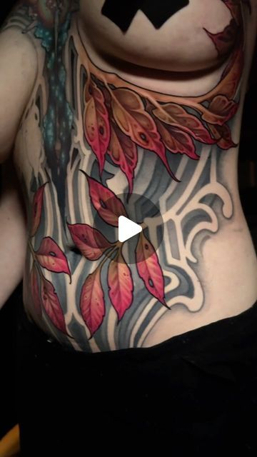 Tattoo Ideas On Torso, Woman Torso Tattoo, Torso Side Tattoo, Torso Tattoo Placement, Moth Torso Tattoo, Torso Tattoos, Leaf Tattoos, Moth, Tattoos