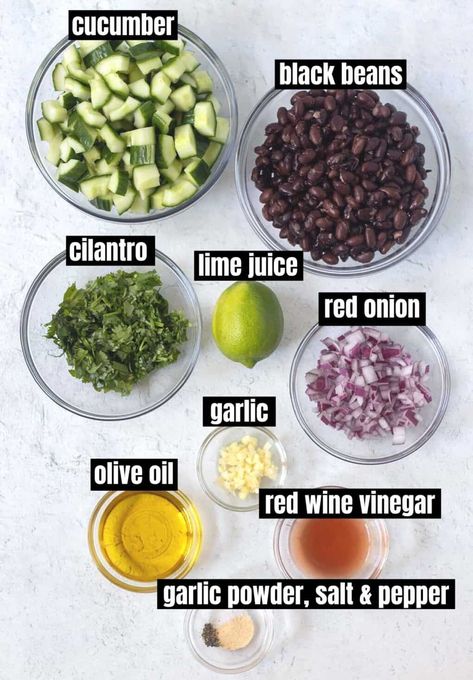 Salad Beans Recipe, Black Bean Cucumber Salad, Cucumber And Bean Salad, Mediterranean Black Bean Salad, Black Beans Healthy Recipes, Cucumber Bean Salad Recipes, Vegan Black Bean Salad, Cucumber Corn Black Bean Salad, Black Beans Salad Recipes