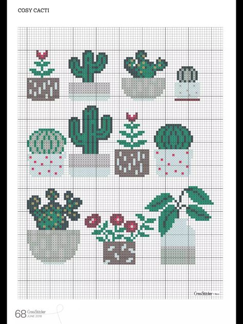 Cactus House, Cactus House Plants, Cactus Cross Stitch, Nature Cross Stitch, Pola Kristik, Cross Stitch Bookmarks, Simple Cross Stitch, Handmade Embroidery, Stitching Art