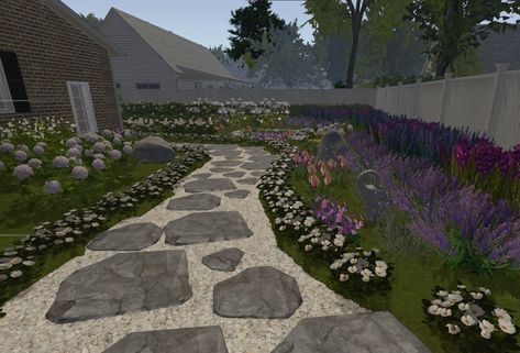 House Flipper Garden Ideas, Front Garden Bloxburg, Bloxburg Pathway Ideas, Bloxburg House Ideas Castle, Bloxburg Front Garden, Bloxburg Path Ideas, House Flipper Garden, Bloxburg Pathway, House Flipper Game Ideas