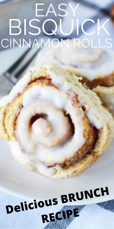 These are the best homemade cinnamon rolls you will ever make! This easy recipe uses Bisquick for a quick and mistake-proof dough that is flaky and delicious every time. Bisquick Recipes No Egg, Cinnamon Rolls Homemade Bisquick, Cinnamon Roll Biscuits Homemade, Bisquick Danish Recipe, Jiffy Cinnamon Rolls Recipe, Bus Quick Cinnamon Rolls, Recipes That Use Bisquick, Bisquick Rolls Easy, Desserts Made With Bisquick