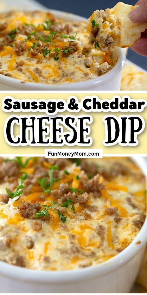 This cheesy sausage dip is the perfect easy appetizer for any occasion! It's a five ingredient recipe that tastes so good, it'll be your all time favorite cream cheese dip #sausagedip #hotsausagedip #cheesedip #hotcheesedip #appetizerrecipe #diprecipe #creamcheesedip #sausagecreamcheesedip Cracker Dips, Cheese Dip With Sausage, Sausage Dip With Cream Cheese, Dip With Sausage, Hot Cheese Dip, Cheesy Sausage Dip, Cheddar Cheese Dip, Football Foods, Dip With Cream Cheese