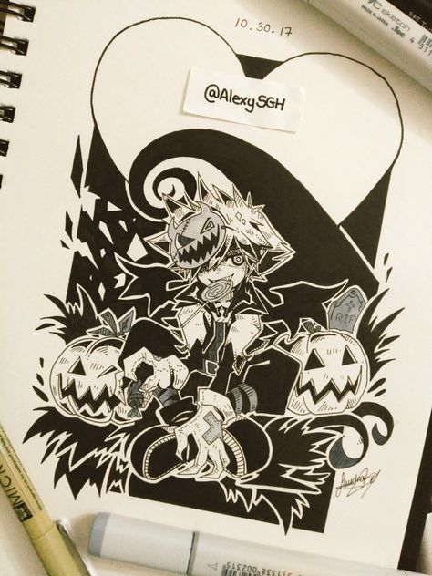 Kingdom Hearts Art, Arte Sketchbook, Ink Illustrations, 영감을 주는 캐릭터, Halloween Town, Kingdom Hearts, Pencil Art, Copic, Ink Art