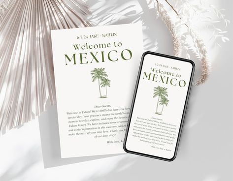 Modern Minimalist Welcome Letter & Timeline Template, Destination Wedding Info, Mexico Wedding Order of Events, Itinerary Card and Mobile - Etsy Destination Wedding Signs, Wedding Order Of Events, Wedding Mexico, Order Of Events, Welcome Letter, Timeline Template, Cabo Wedding, Destination Wedding Mexico, Welcome Letters