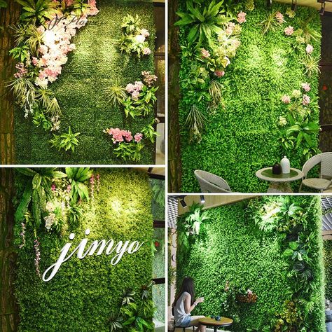 Artificial Grass Ideas Green Walls, Green Wall Plants, Artificial Grass Wall, Artificial Green Wall, Selfie Wall, Instagram Wall, Artificial Plant Wall, Diy Wedding Backdrop, Grass Wall