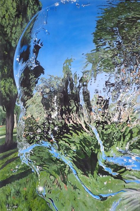 New painting by valeria latorre. "Aqua Water is source of life..." Distortion Art, Water Dance, Hyperrealism Paintings, Italy Painting, Sky Artwork, Dance Movement, Hyperrealism, Photorealism, Textured Artwork