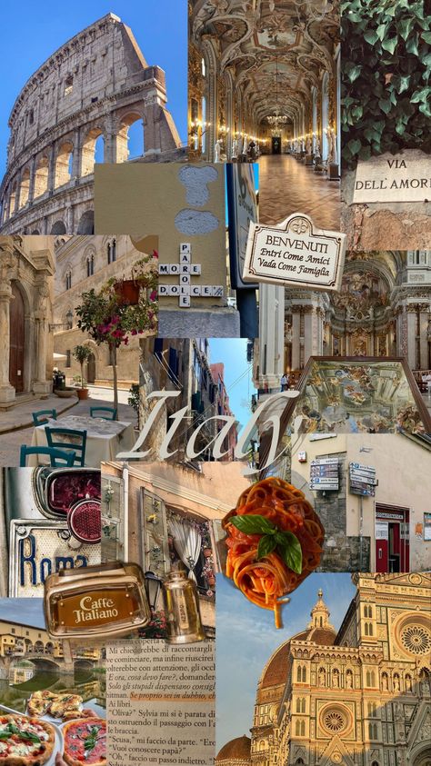 Italian Background Aesthetic, Europe Mood Board, Travel Collage Aesthetic, Wallpaper Iphone Italy, Travel Wallpaper Travel Wallpaper Aesthetic, Around The World Aesthetic, Italy Wallpaper Iphone, Italy Vision Board, Europe Aesthetic Wallpaper