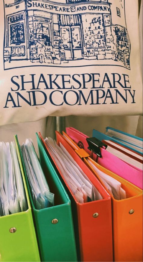 shakespeare and company tote | study aesthetic | revision organisation | Study Folder Aesthetic, Study Folders Organisation, Revision Organisation, Aesthetic Revision, Form Aesthetic, Student Essentials, Shakespeare And Company, Folder Organization, Sixth Form