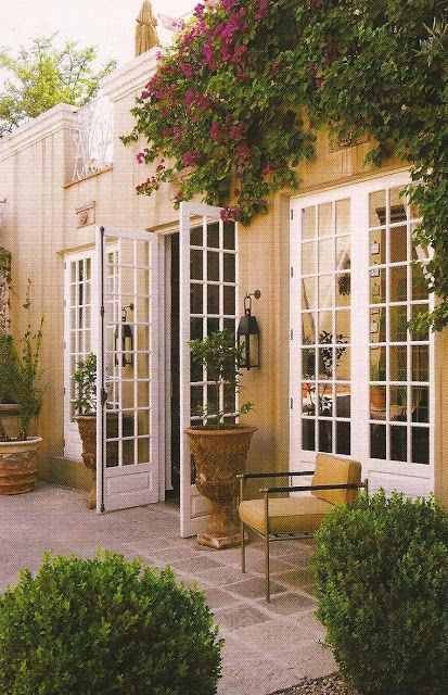 Stone Courtyard, French Doors Patio, Old World Style, Backyard Living, Open Window, Pool Design, The Design Files, Patio Area, Patio Doors