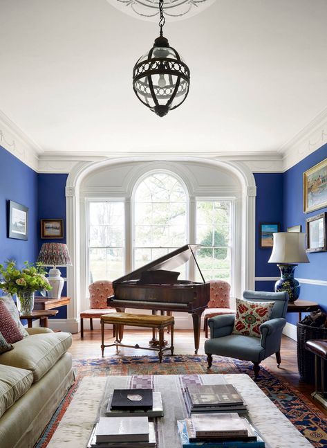 Blue Piano, Tech Entrepreneur, 18th Century House, Country Style Living Room, Georgian Furniture, Piano Room, Pink Living Room, Georgian Homes, Country Living Room