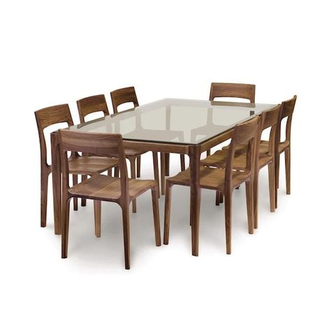 Lisse Dining Table - LaDiff Wood Base Dining Table, Walnut Dining Chair, Glass Top Dining Table, Table Extension, Wood Sample, Black Walnut Wood, American Black Walnut, Matching Furniture, Durable Furniture