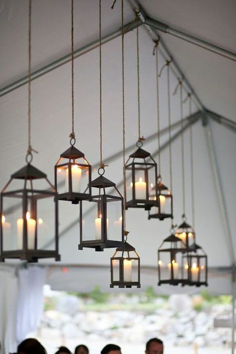 These hanging lanterns remind me of the floating candles in the Great Hall Wedding Tent Decorations, Fake Hanging Plants, Homemade Wedding, Tent Decorations, Tent Lighting, Wedding Wall, Wedding Tent, Tent Wedding, Creative Lighting