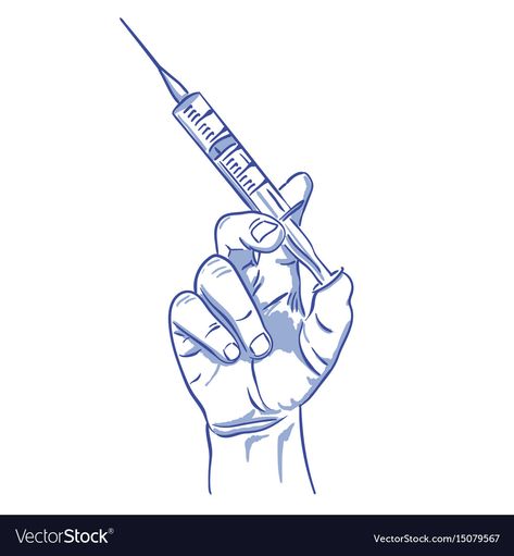 Hand Holding Syringe Drawing Reference, Hand Holding Syringe Drawing, Syringe Sketch, Injection Drawing, Syringe Art, Syringe Drawing, Calligraphy Name Art, Prison Drawings, Medical Artwork