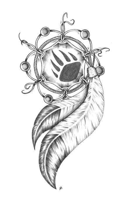 Atrapasueños Tattoo, Bear Paw Tattoos, Dream Catcher Drawing, Tattoo Painting, Dream Catcher Tattoo Design, Native American Tattoo, Native American Tattoos, Native Tattoos, Indian Skull