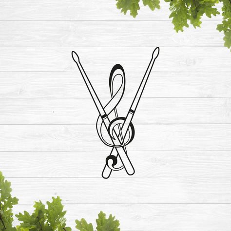 Drumstick and music key svg drum sticks svg drumstick monogram svg layered design Music Tattoo Drums, Drumsticks Tattoo Design, Drum Memorial Tattoo, Memorial Music Tattoo, Drummers Tattoo, Drumstick Tattoo Ideas, Drum Tatoos, Marching Band Tattoos, Drummer Tattoo Ideas