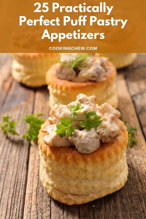 Volauvent Recipes, Puff Pastry Recipes Appetizers, Puff Pastry Snacks, Puff Pastry Recipes Savory, Puff Pastry Pinwheels, Savory Puff Pastry, Phyllo Dough Recipes, Puff Pastry Shells, Pepperidge Farm Puff Pastry