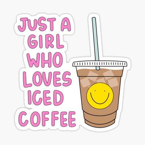 "Iced Coffee Girl" Sticker for Sale by kaleyhoggle | Redbubble Iced Coffee Sticker, Senior Year Scrapbook, Coffee Sticker Design, Sticker Design Inspiration, Cute Camera, Coffee Girl, Coffee Stickers, Ice Coffee, Bullet Journal Stickers