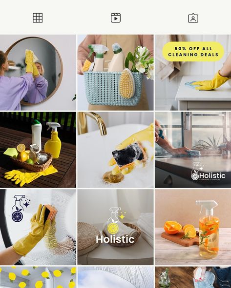 Instagram feed designed for our client, Holistic Cleaning Company. 🍋   Their brand vision is to create a beautiful home environment where you can breathe in clean air without all the toxic chemicals.   Logo mark | logo design | logo | cleaning company | tote bag | t-shirt Cleaning Company Branding, Holistic Cleaning, Flexible Stone Veneer, Cleaning Company Logo, Natural Cleaning Solutions, Brand Vision, Home Environment, Illustration Creative, Instagram Grid