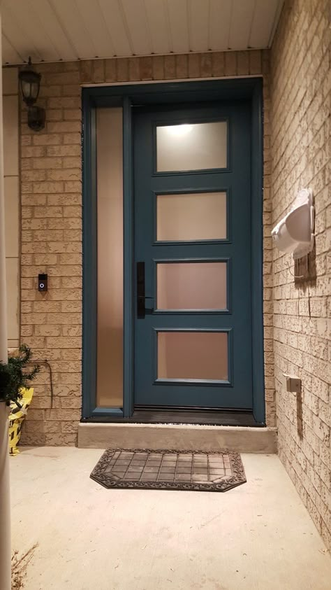 Modern Style Fiberglass Single Front Entry Door 4 Panel - Modern Doors Door Scandinavian, Door Minimalist, Single Entry Doors, Door Awning, Front Door Styles, Modern Exterior Doors, Fiberglass Front Door, Fiberglass Entry Doors, Front Door Makeover