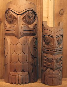 Totem Pole Art, Eagle Totem, Totem Design, Tiki Statues, Pacific Northwest Art, Tiki Totem, Haida Art, Horseshoe Bay, Pole Art