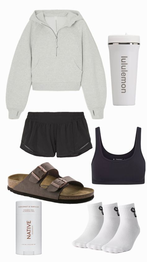 Shorts Outfits For School, Black Shorts Outfit, Outfits For School, Lululemon Outfits, Casual Preppy Outfits, Shorts Outfits, Outfit Inspo Casual, Trendy Outfits For Teens, Cute Lazy Day Outfits