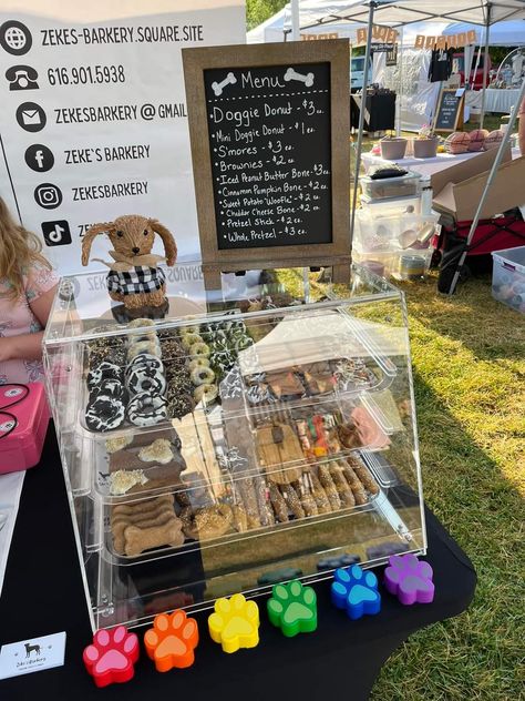 Dog Treat Booth Display Ideas, Dog Vendor Booth Ideas, Dog Treat Vendor Booth Ideas, Dog Treats Business, Pet Business Ideas, Dog Grooming Salon Ideas, Vendor Event Ideas, Dog Event, Dog Business Ideas