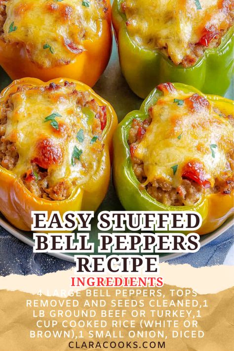 Easy Stuffed Bell Peppers Recipe Rice Peppers Recipe, Stuffed Bell Pepper Recipes Healthy, Impossible Stuffed Peppers, Minute Rice Stuffed Peppers, Stuffed Bell Peppers With Tomato Sauce, Stuffed Bell Peppers For Diabetics, Stuffed Bell Peppers In Oven, Stuffed Bell Peppers Ground Pork, Freezer Stuffed Bell Peppers