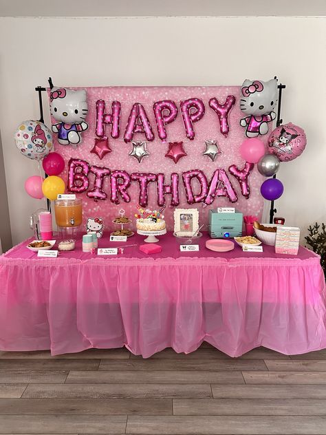 An Activity-Packed Sanrio / Hello Kitty Birthday Party – Florida Life with Laura Diy Hello Kitty Party Decorations, Hello Kitty 8th Birthday, Hello Kitty 5th Birthday Party Ideas, Hello Kitty Teen Party, Sanrio Themed Birthday Party, Hello Kitty Party Ideas Decoration, Hello Kitty 10th Birthday, Diy Hello Kitty Birthday Party Ideas, Hello Kitty Birthday Party Ideas Decoration