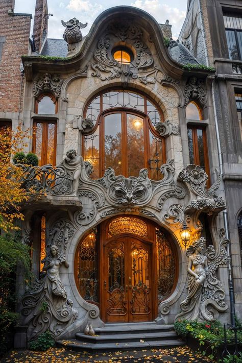 Art Nouveau Arquitectura, Art Nouveau House, Steampunk Tendencies, Gorgeous Doors, Art Nouveau Architecture, Roof Window, Interesting Buildings, Art Nouveau Design, Architecture Old