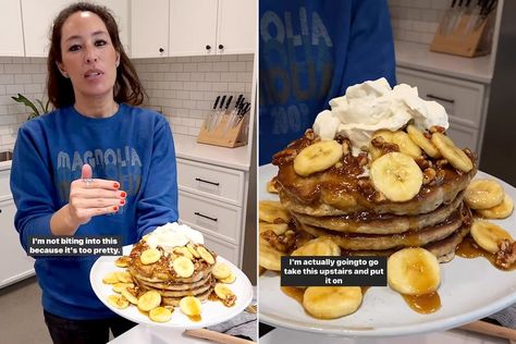 Joanna Gaines Banana Foster Pancakes, Joanna Gaines Pancake Recipe, Silo Cookies, Joanna Gaines Instagram, Banana Foster Pancakes, Magnolia Table Recipes, Joanna Gaines Recipes, Banana Foster, Chip Joanna Gaines