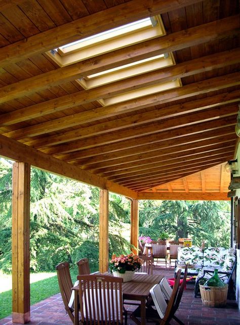 Patio Roof Ideas, Bungalow Backyard, Rustic Porch Ideas, Patio Ceiling, Design Per Patio, Covered Patio Design, Roof Ideas, Rustic Porch, Budget Patio