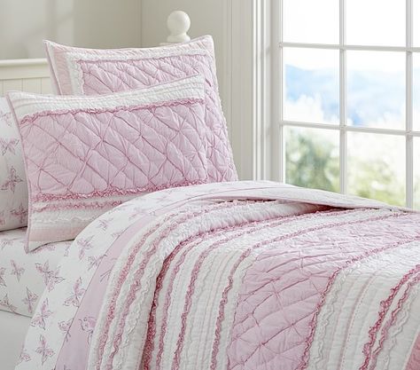 Brigette Ruffle Quilt, Twin, Pink Royal Bedroom Design, Quilts Bedding, Girl Comforters, Ruffle Quilt, Quilted Bedding, Bedding Quilts, Girls Rooms, Kids Bedding Sets, Stylish Beds