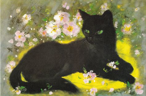 Best Wishes Birthday, Vintage Happy Birthday, Happy Birthday Black, Happy Birthday Vintage, Greeting Card Envelope, Black Cat Art, Cat Cards, Cat Birthday, Ethereal Art