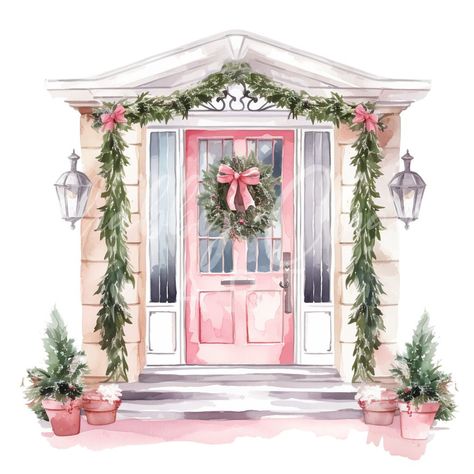 Pink Christmas Drawing, Pink Christmas Illustration, Drawing Ballerina, Nutcracker Dance, Kids Christmas Coloring Pages, Pink Christmas Wreath, Girly Christmas, Pastel Christmas, Pink Xmas