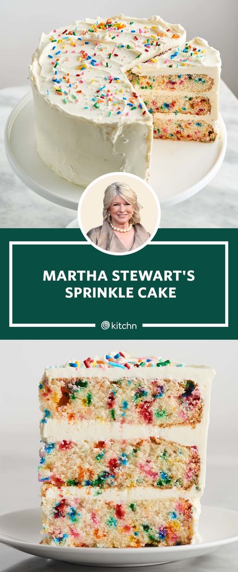 Sprinkle Cake Recipe, Confetti Cake Recipes, Sprinkles Birthday Cake, Vanilla Birthday Cake, Birthday Cake Flavors, Martha Stewart Recipes, Vanilla Cake Recipe, Funfetti Cake, Sprinkle Cake