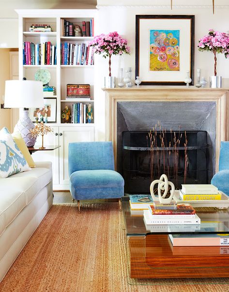 Cynthia Collins, Living Room Built In Cabinets, Dallas Interior Design, Slipper Chairs, Cushion Sofa, White Fish, Design Salon, Chic Living Room, Ikat Pillows